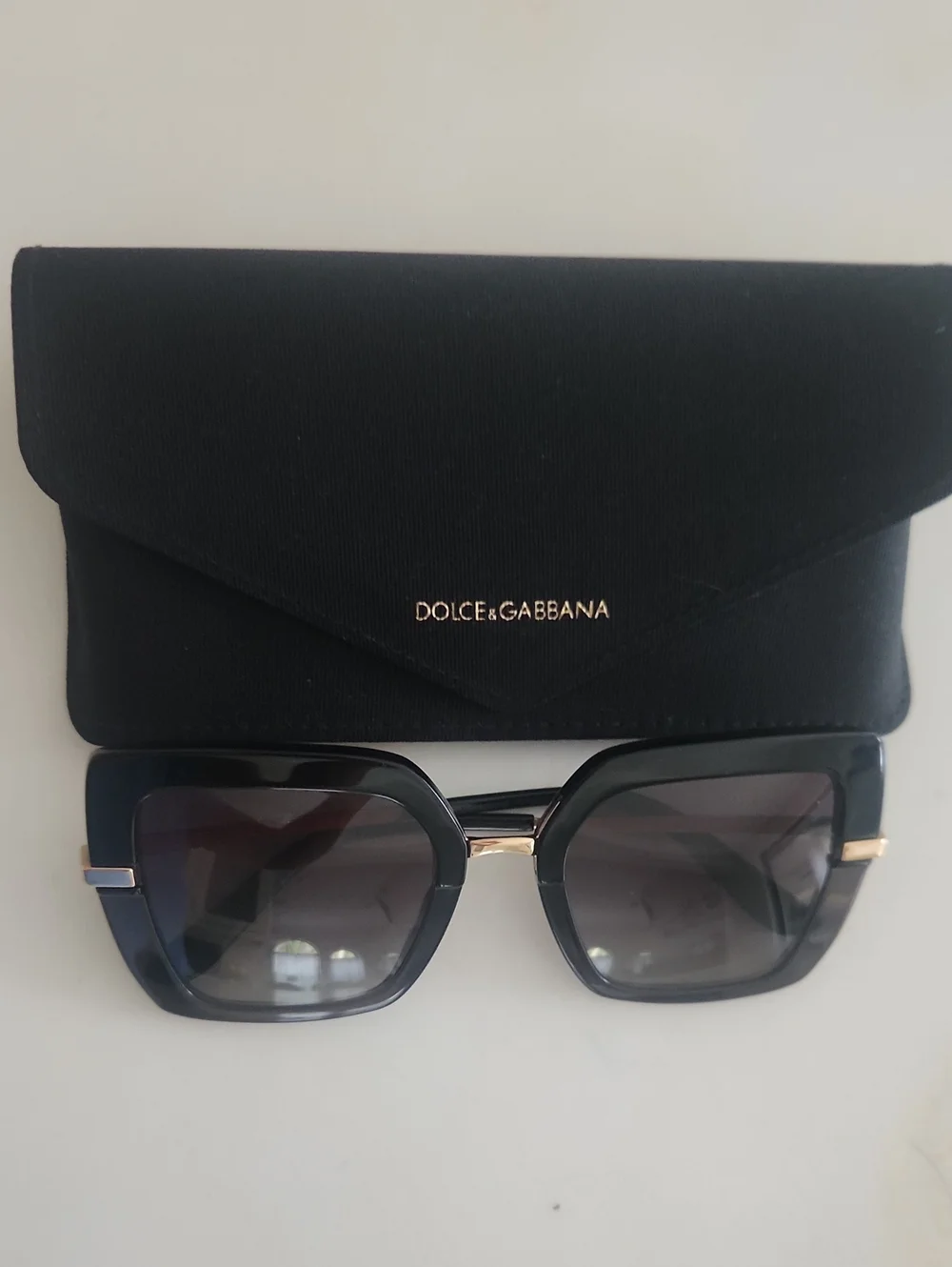 Dolce & Gabbana Black Sunglasses with Gold Accents